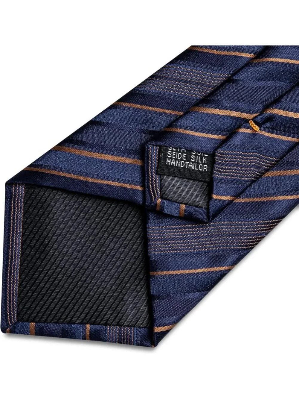 Men's Silk Striped Necktie Set with Pocket Square & Cufflinks - Formal Wedding